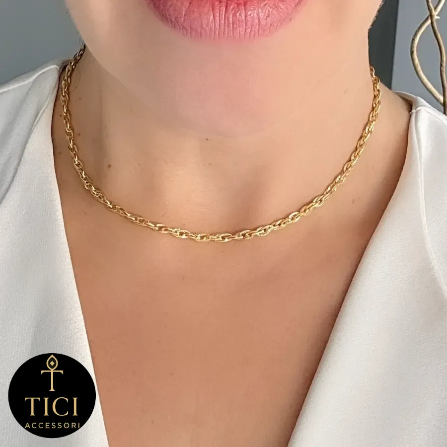 Colar Elos Dourados Texturizados