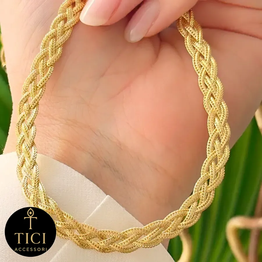 Colar Trança Dourada Luxuosa