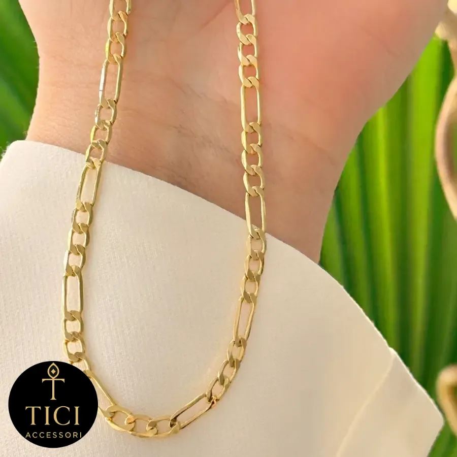 Colar Figaro Dourado Marcante 60cm