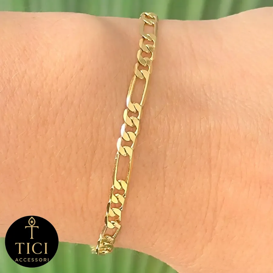 Pulseira Figaro Dourada 3x1