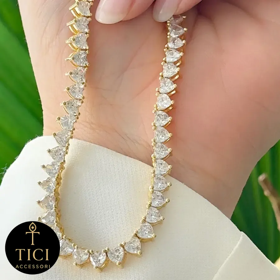 Colar Riviera Corações Luminares Grossa