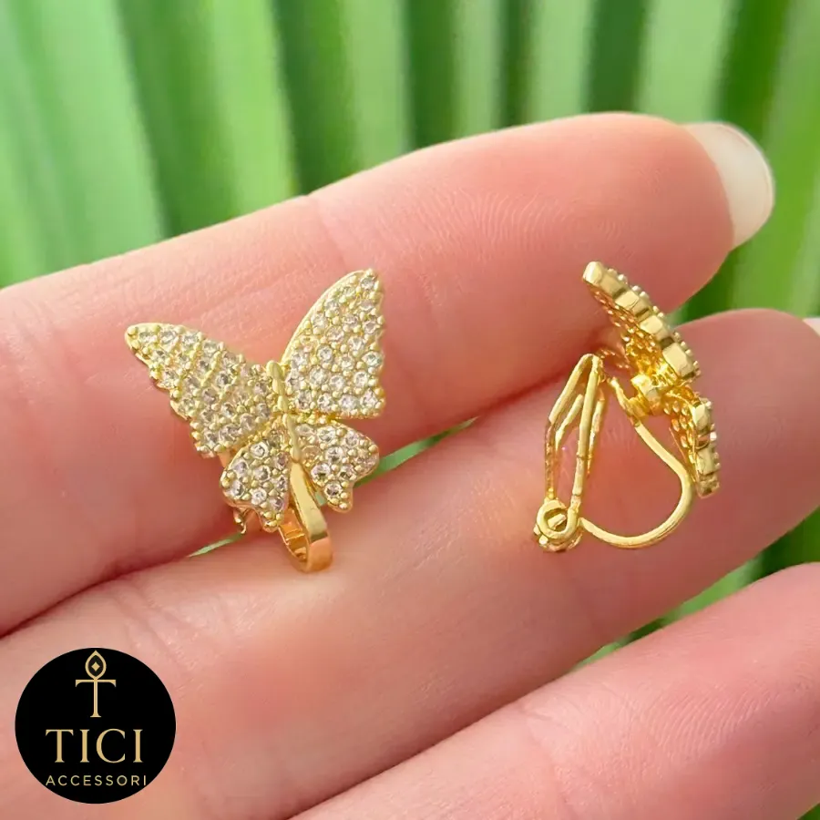 Brinco de Pressão Borboleta Cravejada Radiante