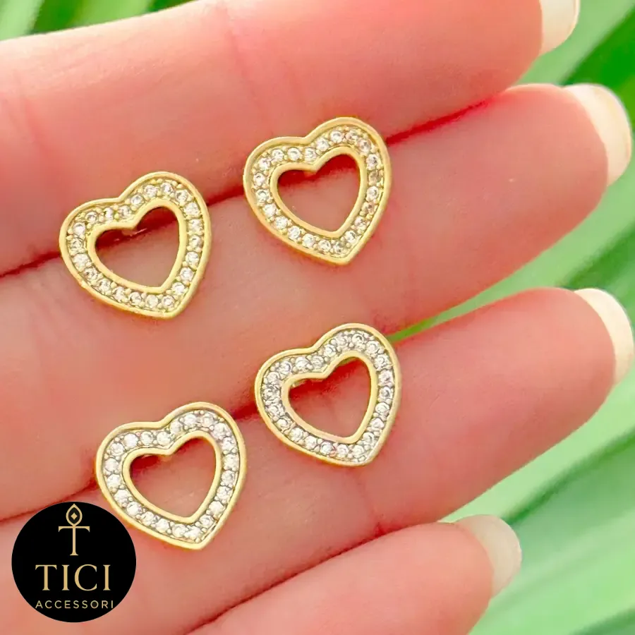 Brinco Coração Delicado Cravejado