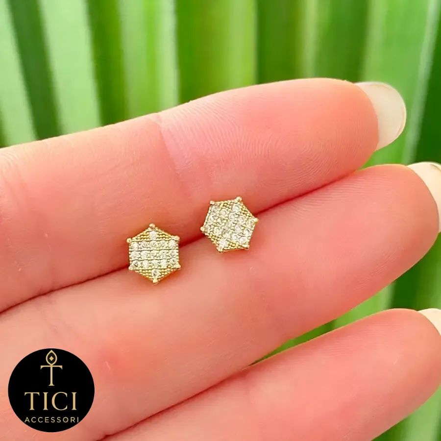 Brinco Hexágono Ponto de Luz