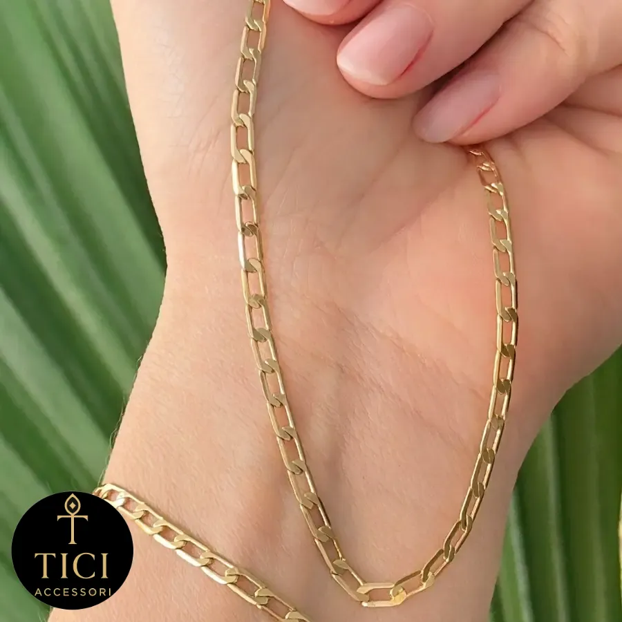 Colar Dourado de Elos Alongados 70cm