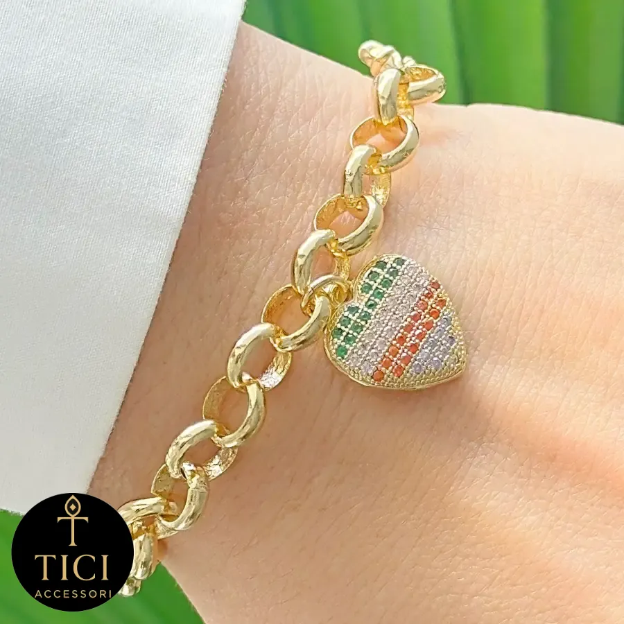 Pulseira Elos Dourados Coração Vibrante