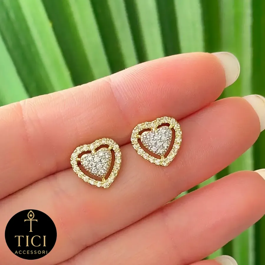 Brinco Coração Radiante Cravejado