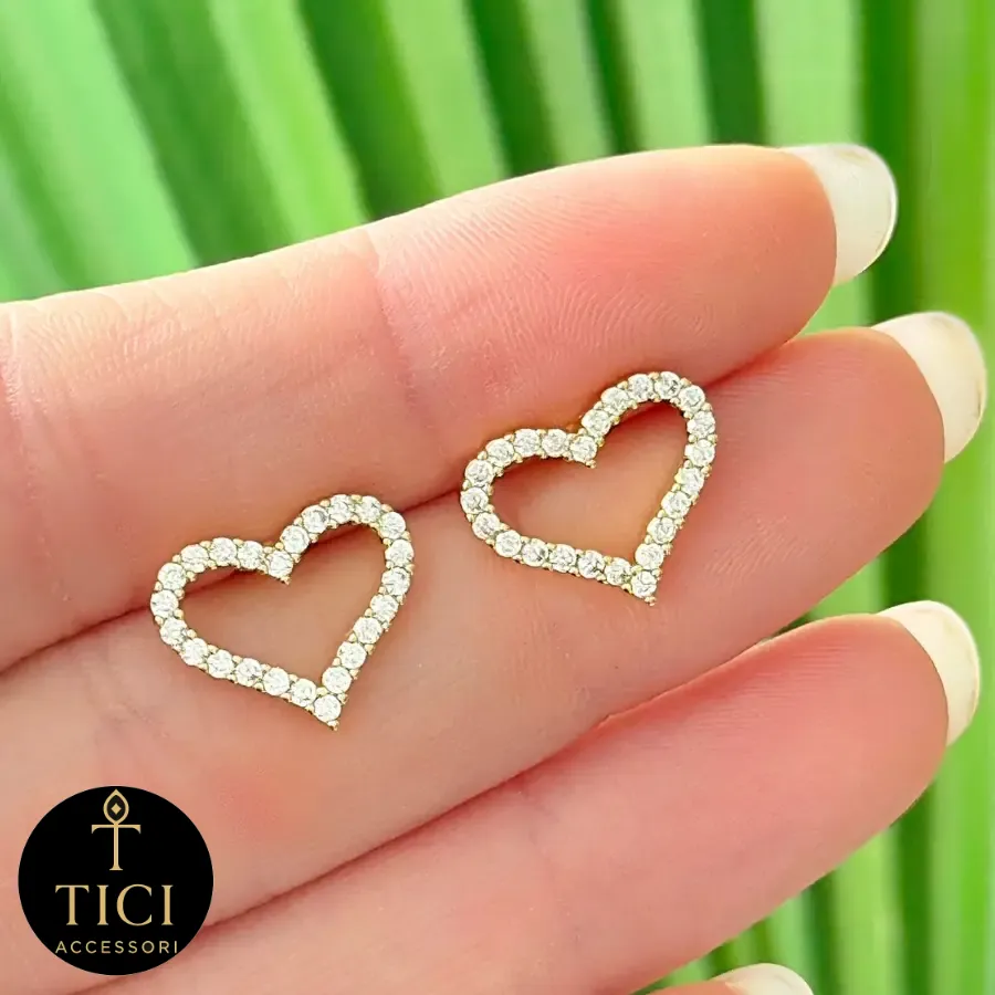 Brinco Coração Radiante Cravejado