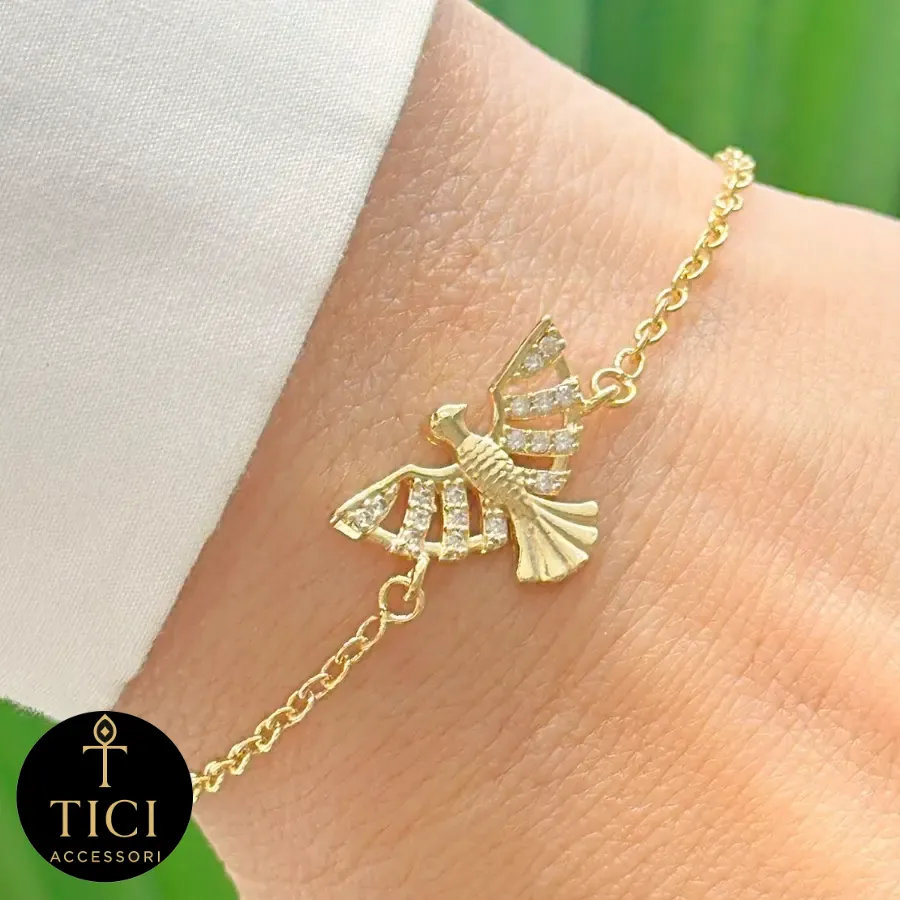 Pulseira Dourada Espírito Santo com Zircônias