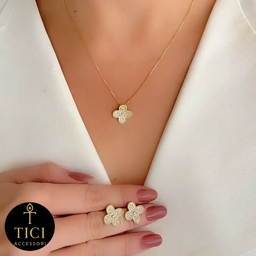 Conjunto Trevo da Sorte Brilhante