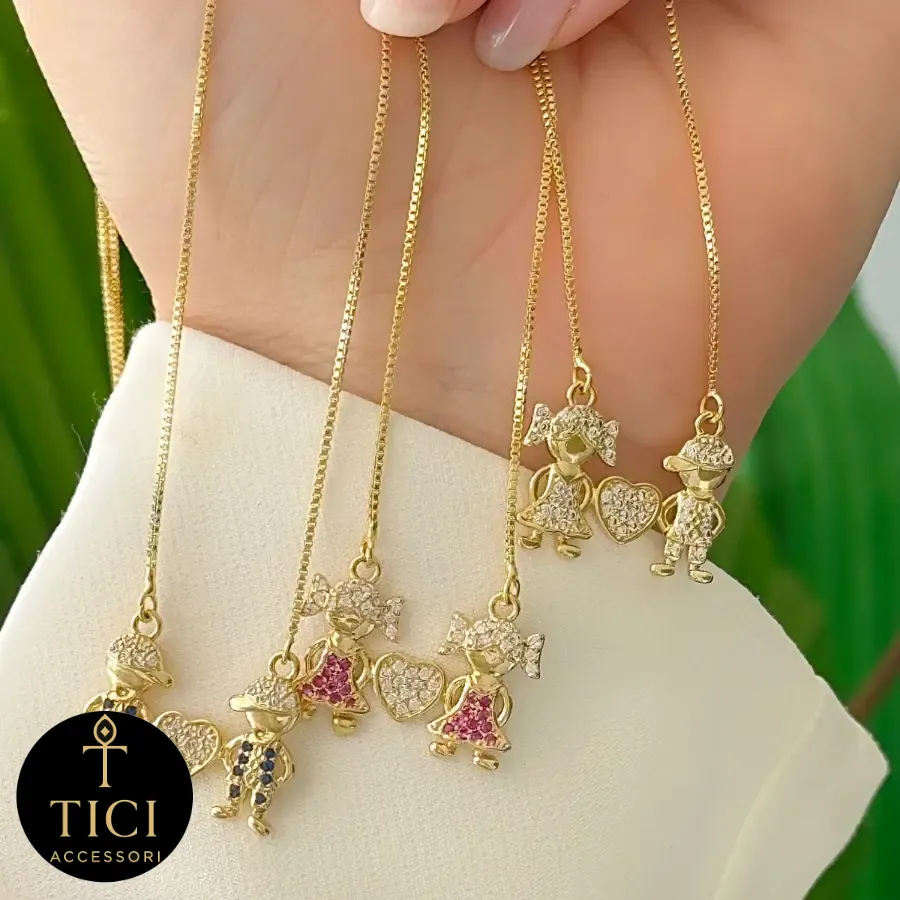 Colar Duas Crianças Cravejadas