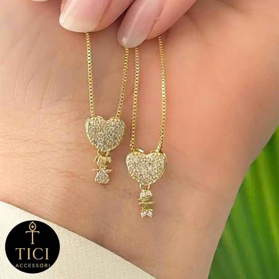 Colar Filho(a) no Coração Cravejado