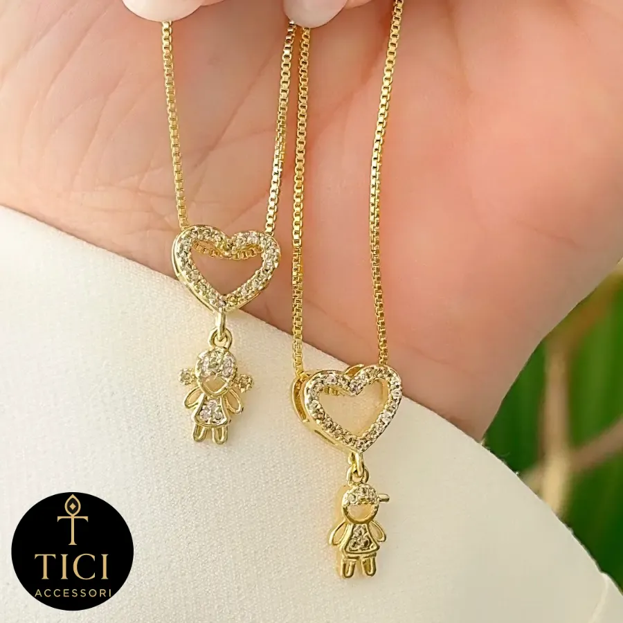 Colar Amor de Mãe: Coração e Criança