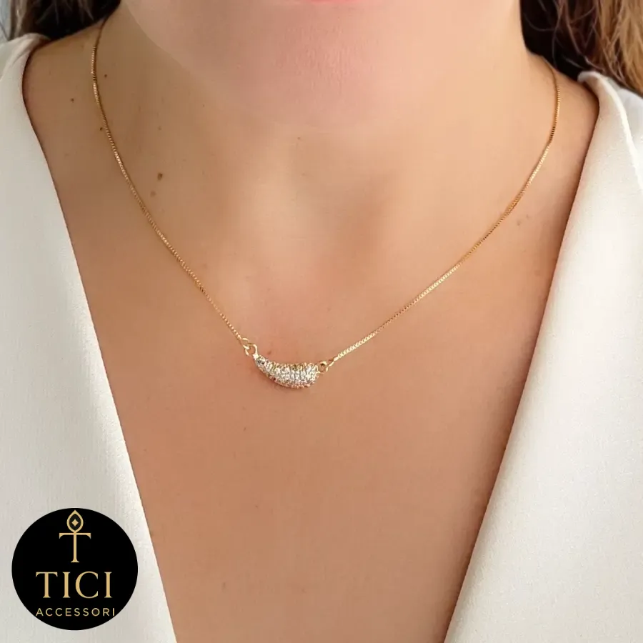 Colar Sorriso de Zircônias Cravejadas