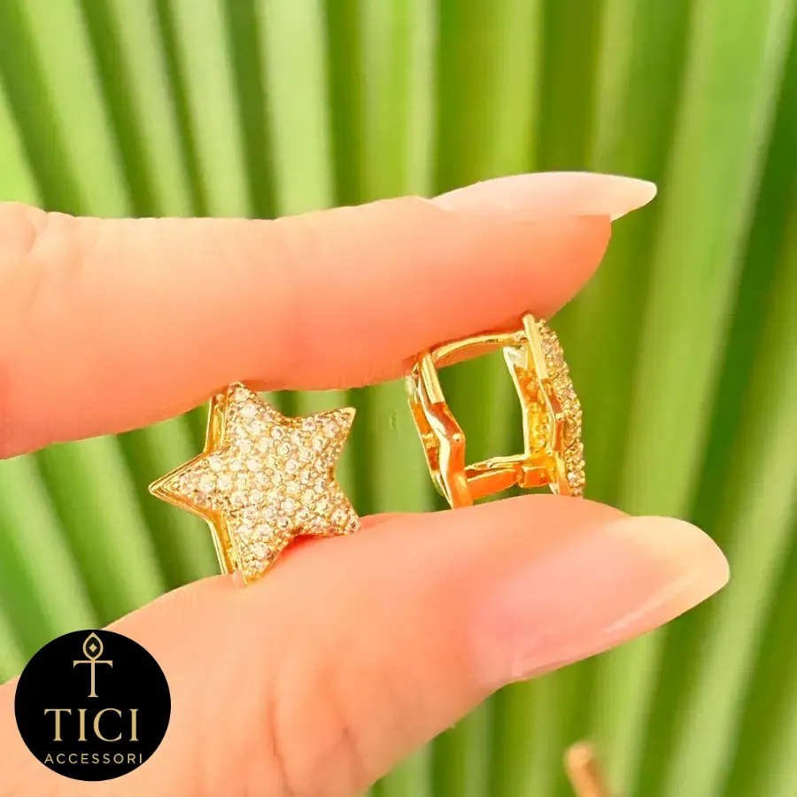 Brinco Argolinha Estrela Brilhante
