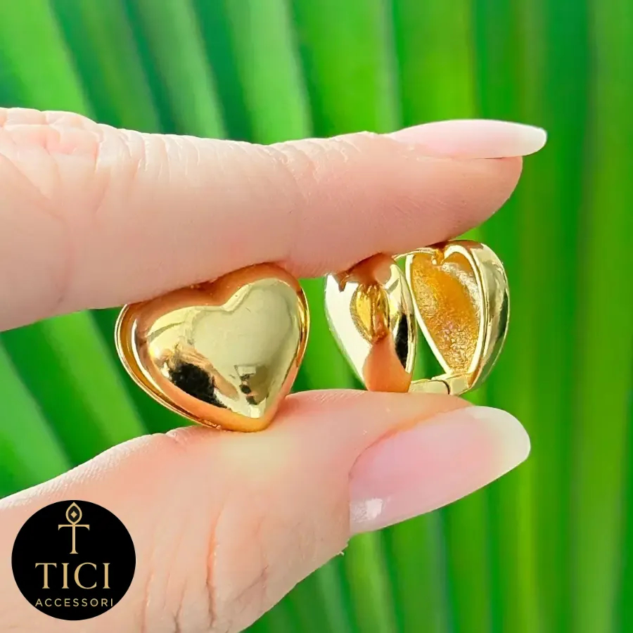 Brinco Argola Coração Dourado Liso