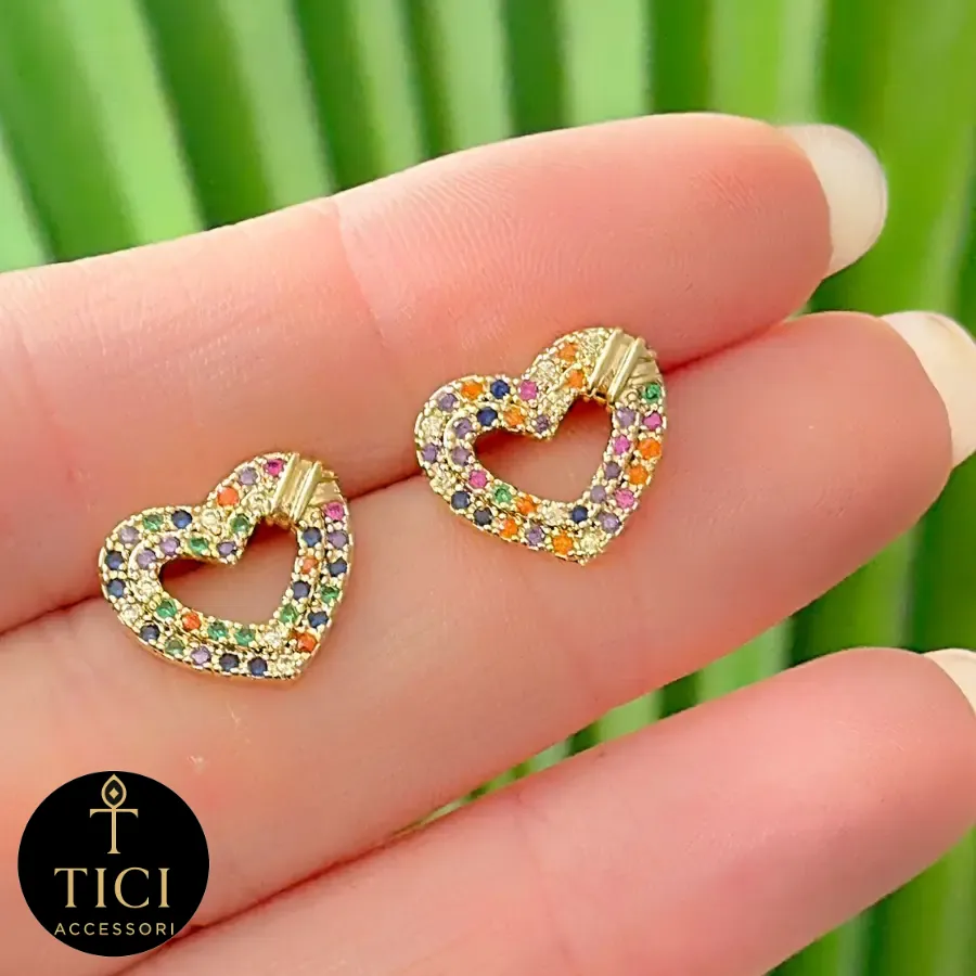 Brinco Coração Arco-Íris