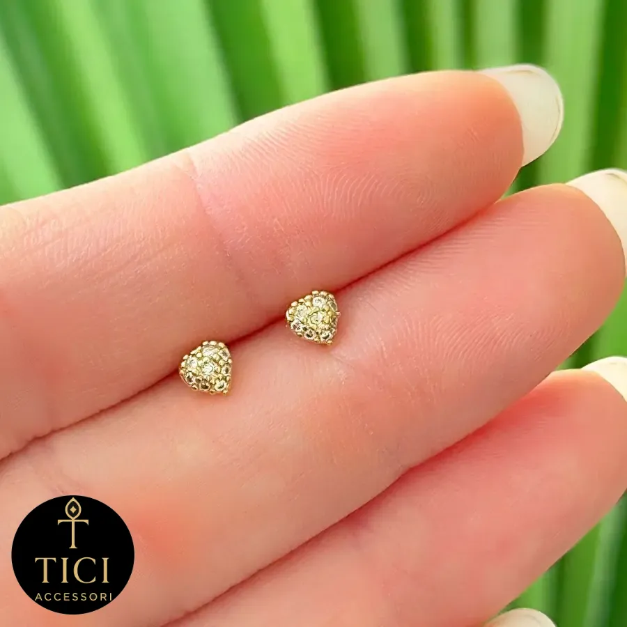 Brinco Coração Cravejado Mini