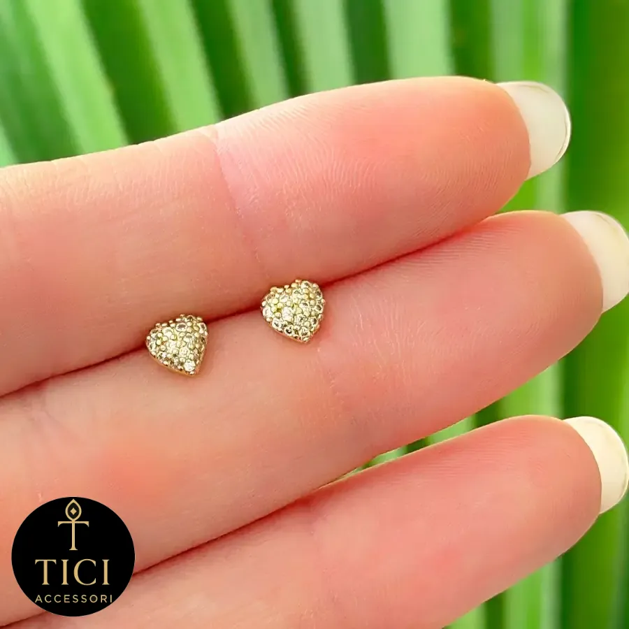Brinco Mini Coração Cravejado