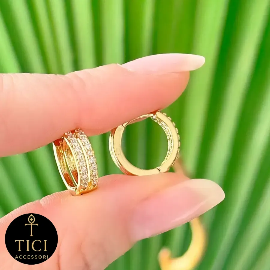 Argola Duplo Brilho Cravejado