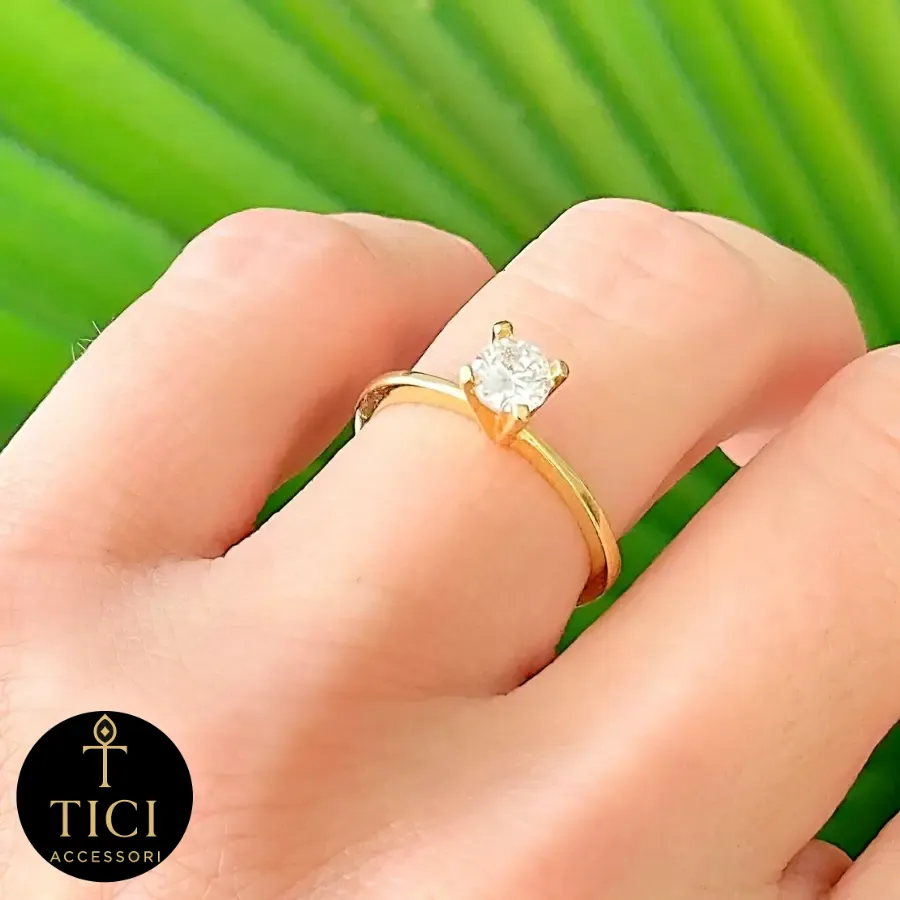 Anel Solitário Ponto de Luz Radiante