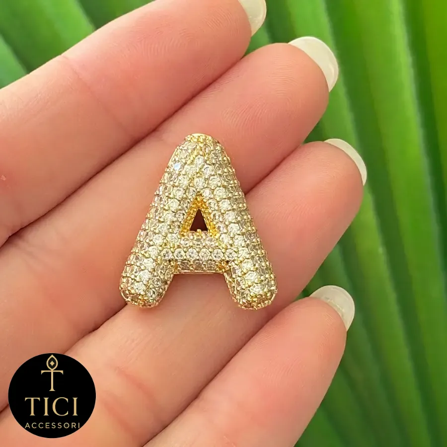 Pingente Letra "A" Bubble Cravejada