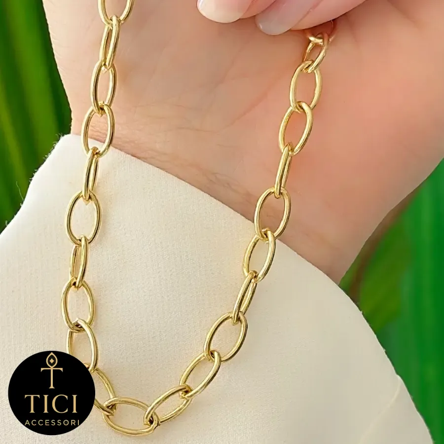 Colar Elos Ovais Dourados