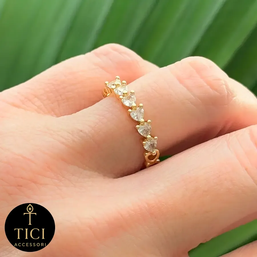 Anel Corações Radiantes