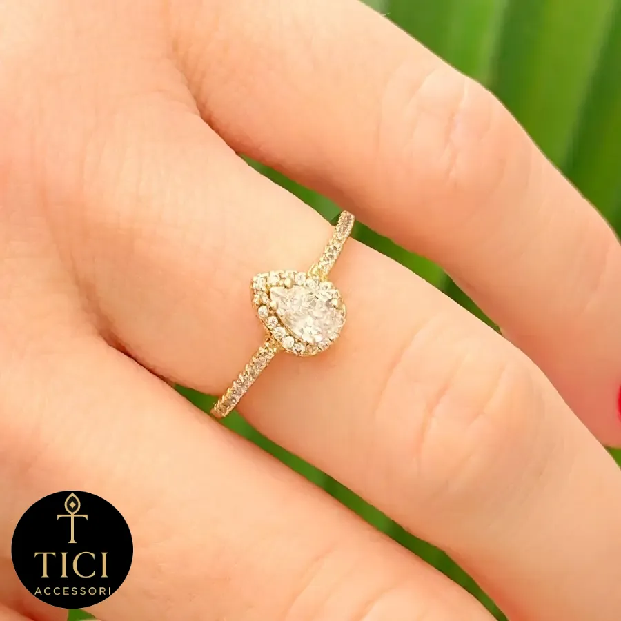 Anel Gota Radiante Cravejado