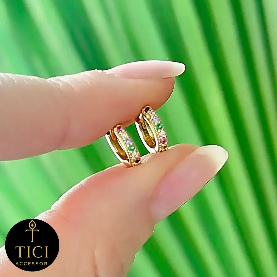 Mini Argola Cravejada Colorida