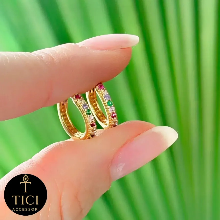 Argola Rainbow Cravejada M