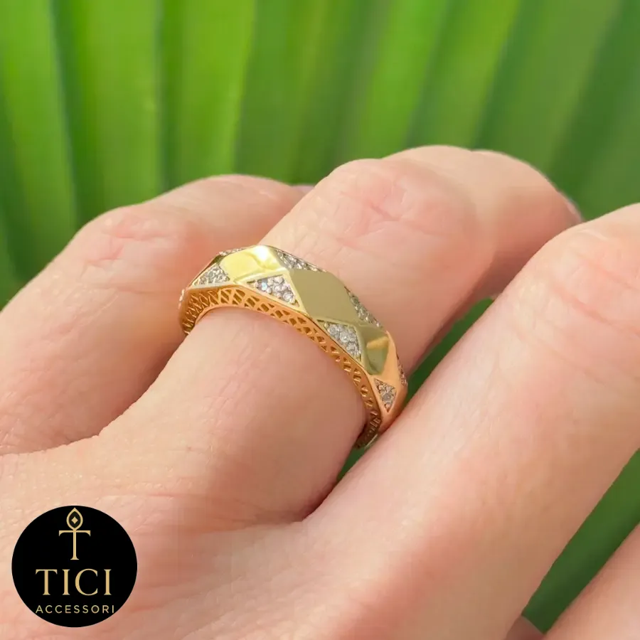 Anel Fascinante Geométrico com Renda