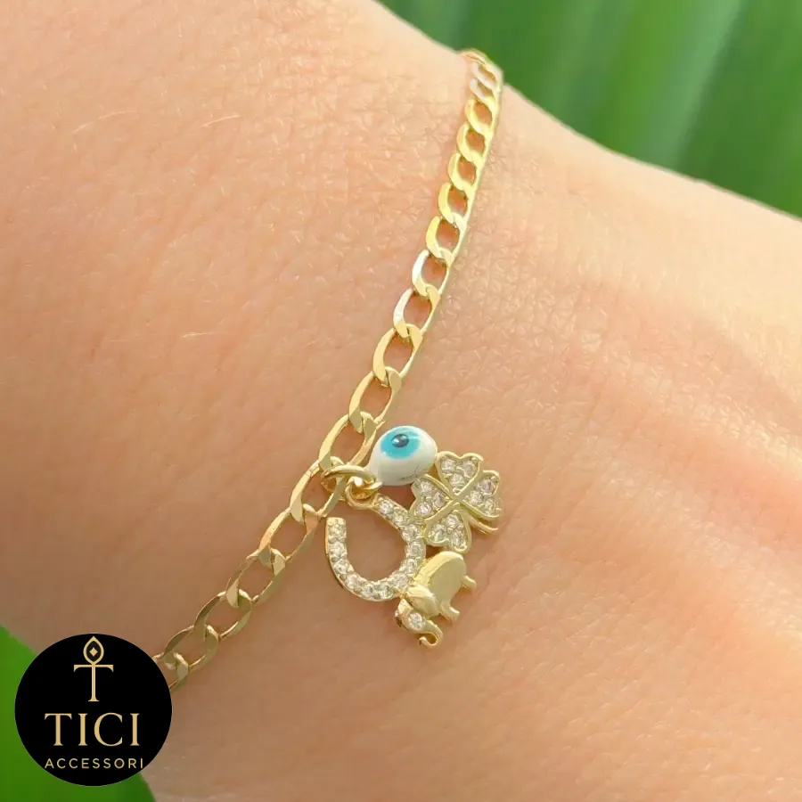 Pulseira Dourada Patuá de Sorte e Proteção