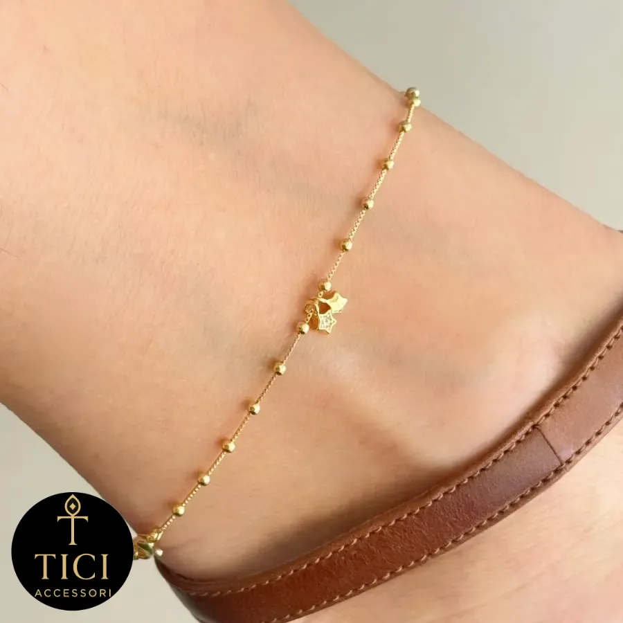 Tornozeleira de Bolinhas e Estrelinha Cintilante