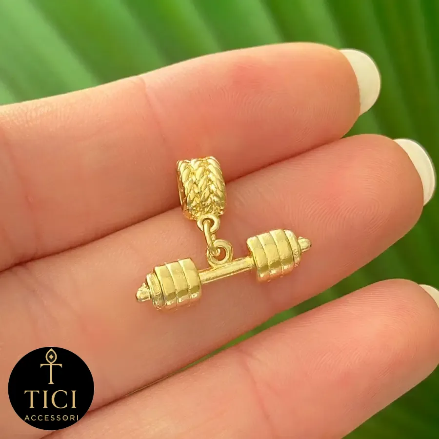 Berloque Halteres Dourado Chic