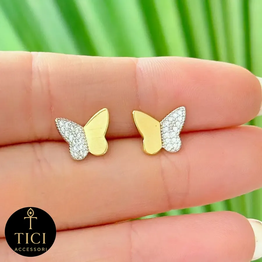 Brincos Borboleta Asa Dupla: Brilho e Elegância