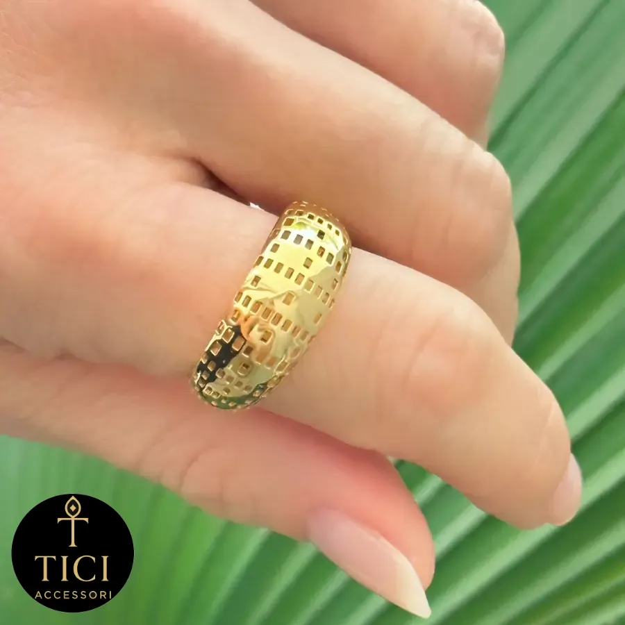 Anel Vazado Radiante Dourado