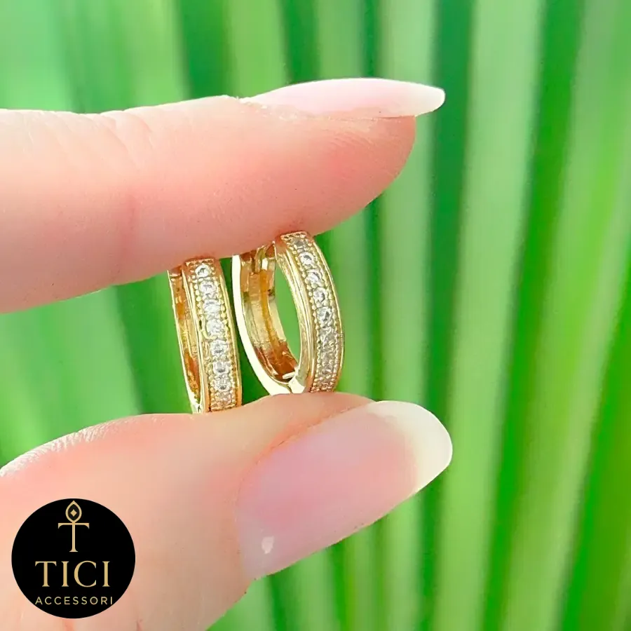 Argola Dourada Cravejada Brilhante