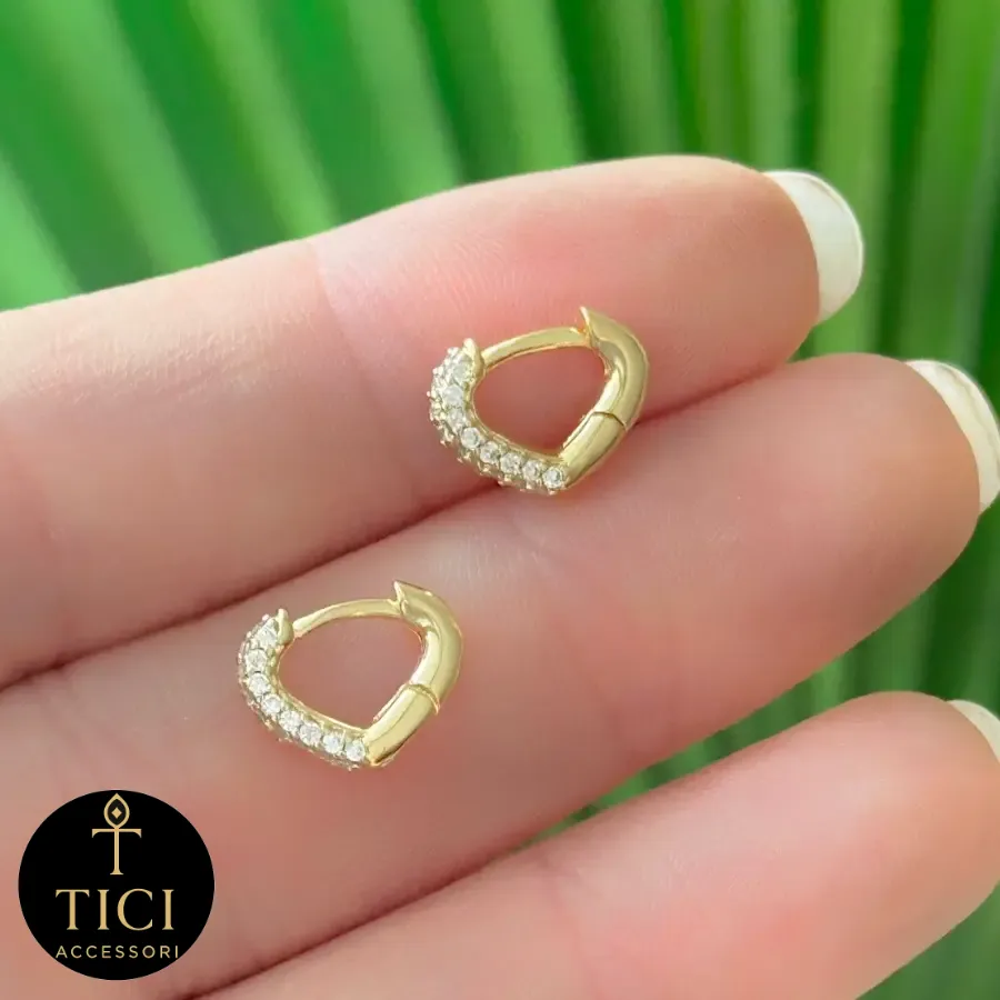 Mini Argola Coração Cravejada