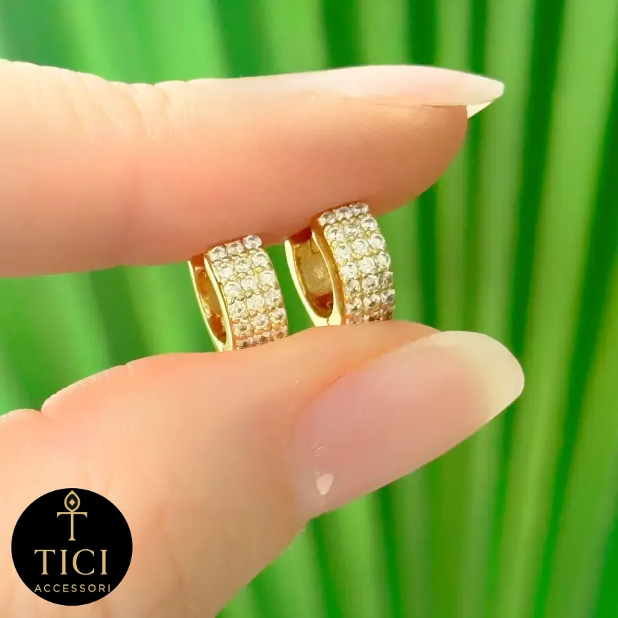 Argola Média Grossa Cravejada Luxo