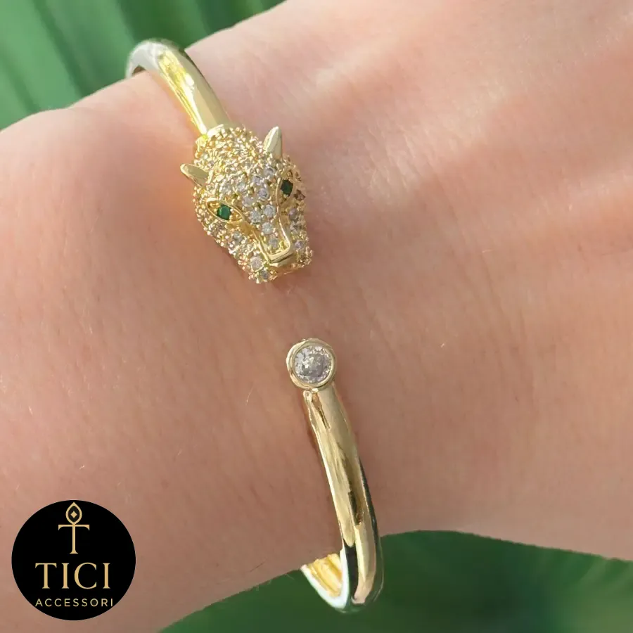 Bracelete Pantera Elegante Cravejado