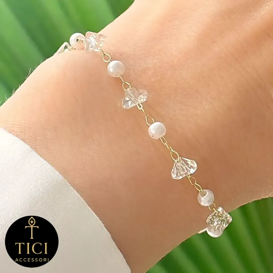 Pulseira Encanto de Pérolas e Cristais