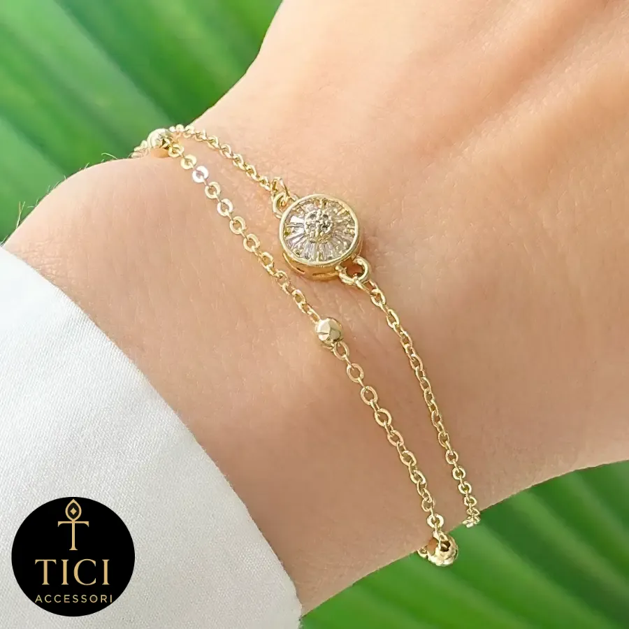 Pulseira Dupla Pizza de Zircônias