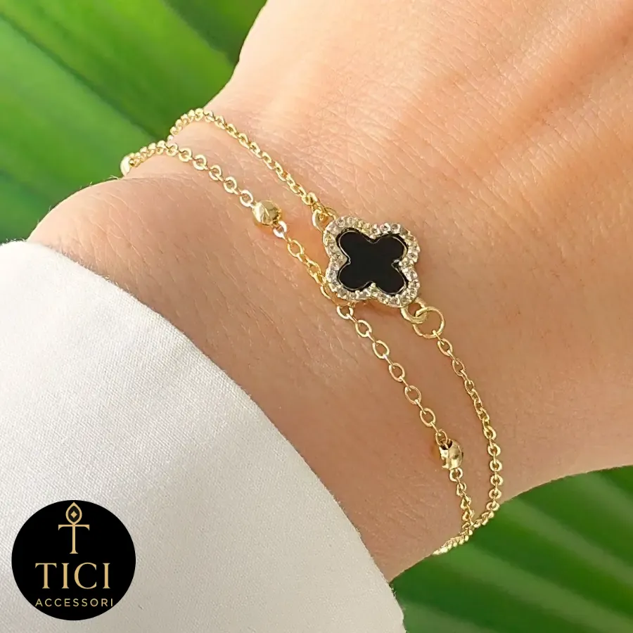 Pulseira Dupla Trevo da Sorte