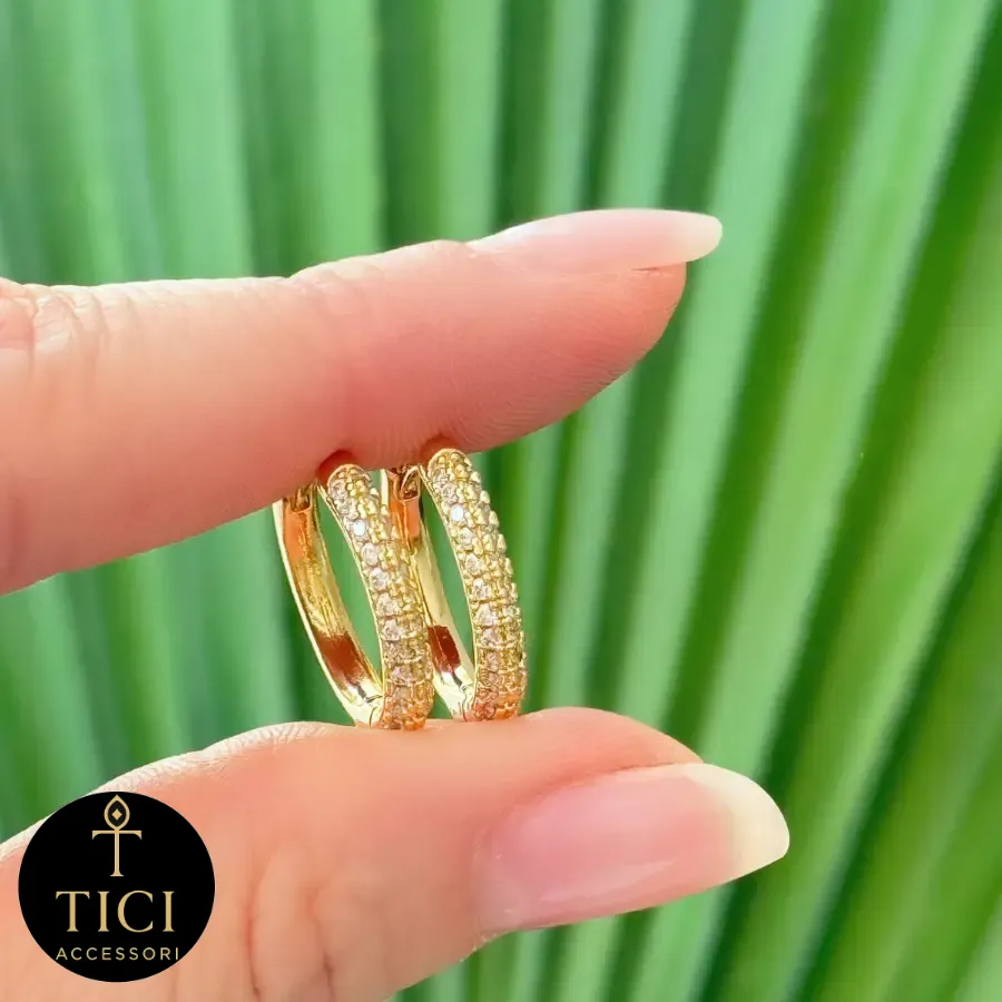 Argola Duplo Brilho Cravejado