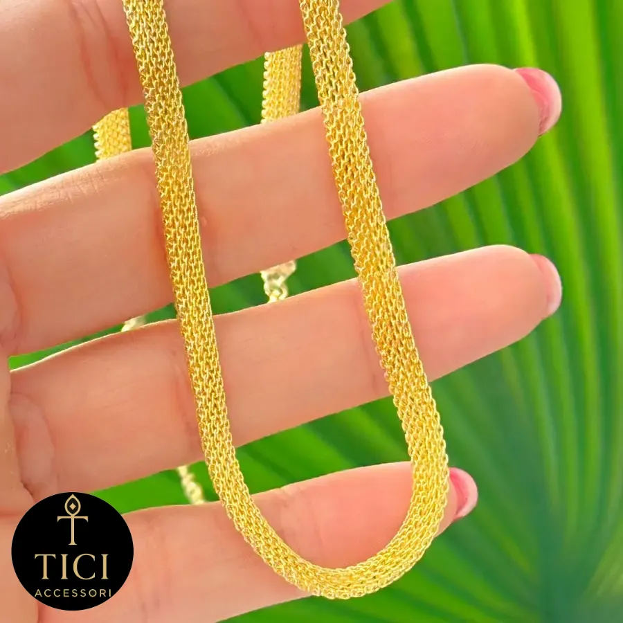 Colar Choker Malha Dourada