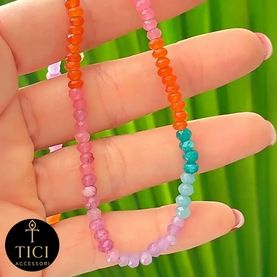 Choker Arco-Íris de Pedras Naturais