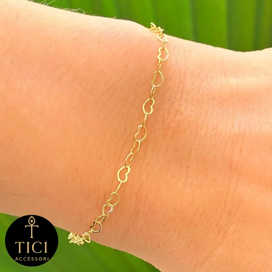 Pulseira Corações Vazados Dourada