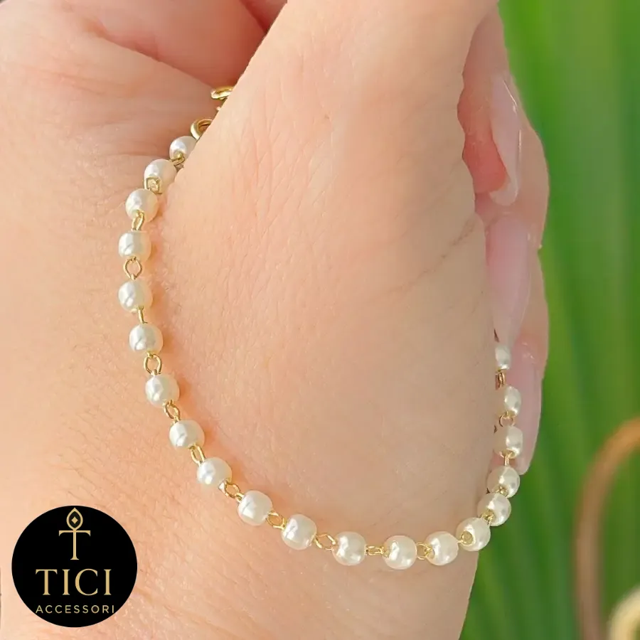 Pulseira Elo de Pérolas Delicadas