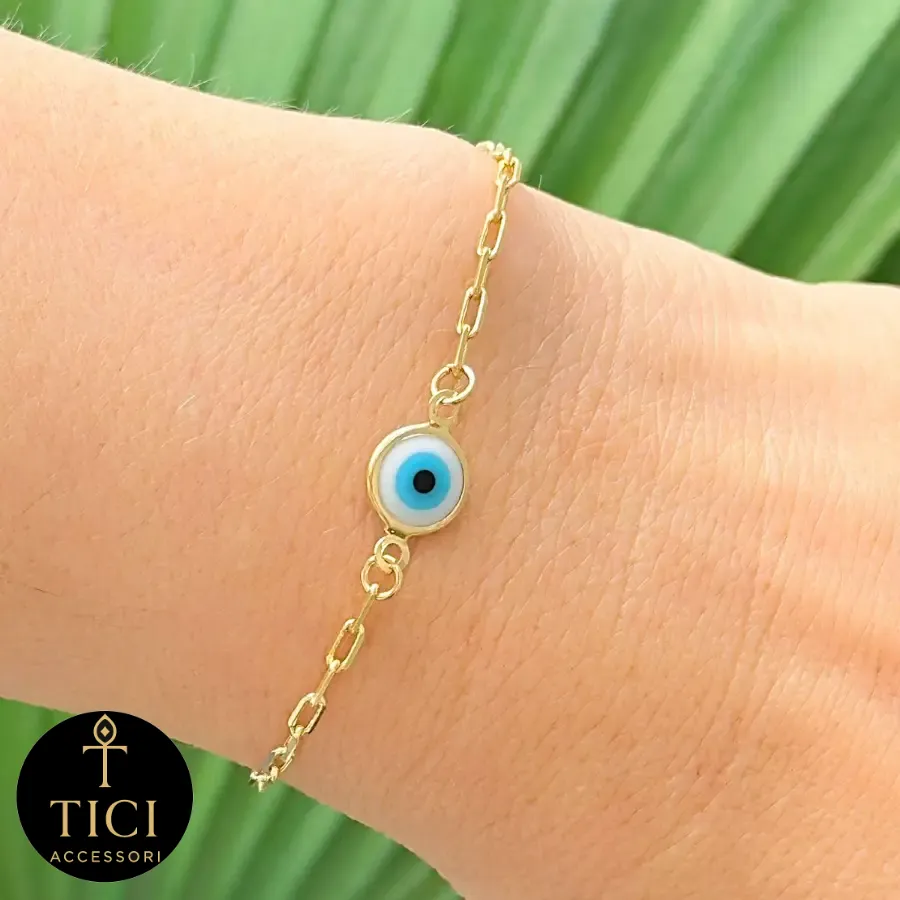 Pulseira Olho Místico Elos Dourados